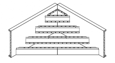 6" Radius Steel Corner Step 4 Tread 48" 10' Bottom Trd (8' x 8' Panel Space)